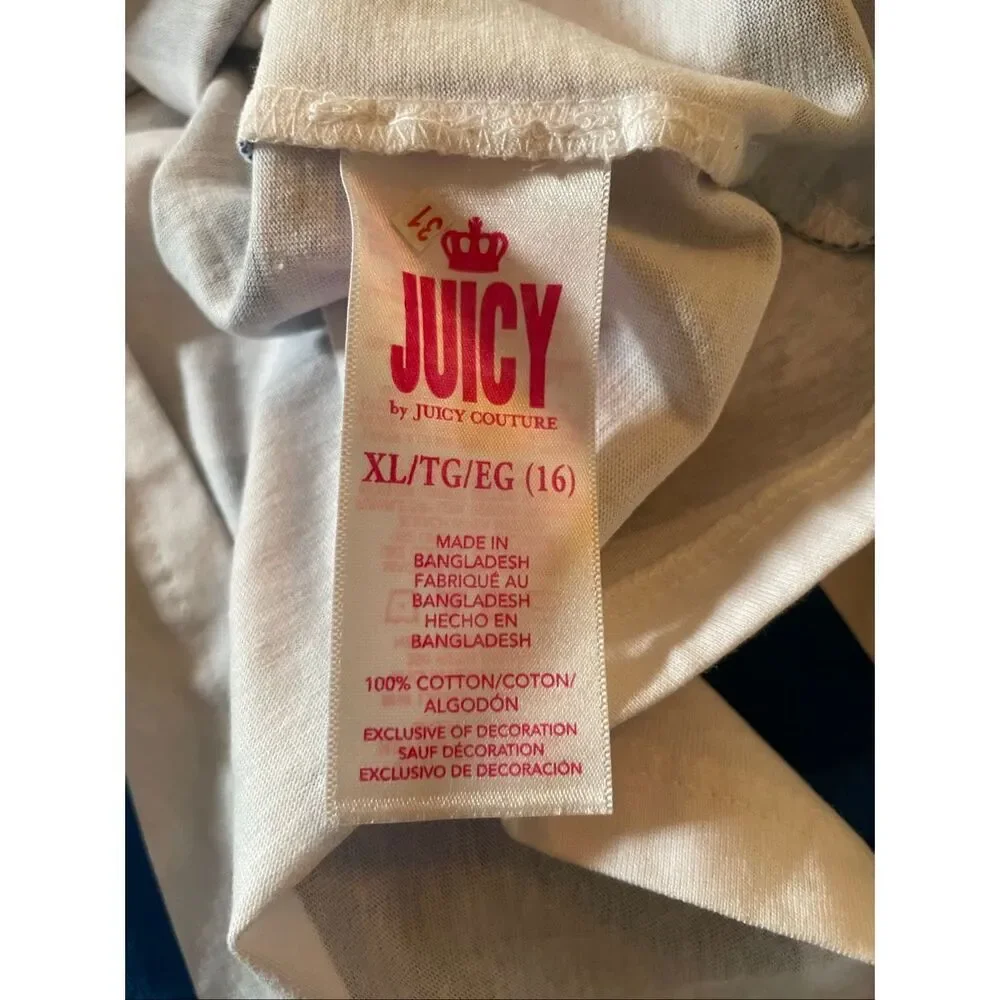 Juicy Couture XL Youth 16 Crew Tee Dress Blue White Sequins